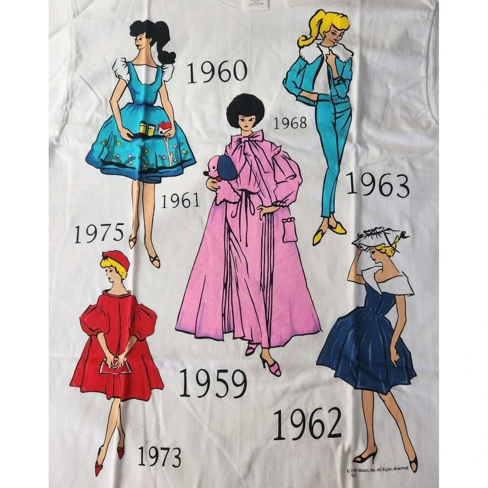 VTG 1995 Jerry Leigh Mattel Barbie Through the Years Graphic T-shirt NIB Grail - Picture 4 of 9
